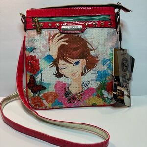 Nicole Lee crossbody winking girl purse bag